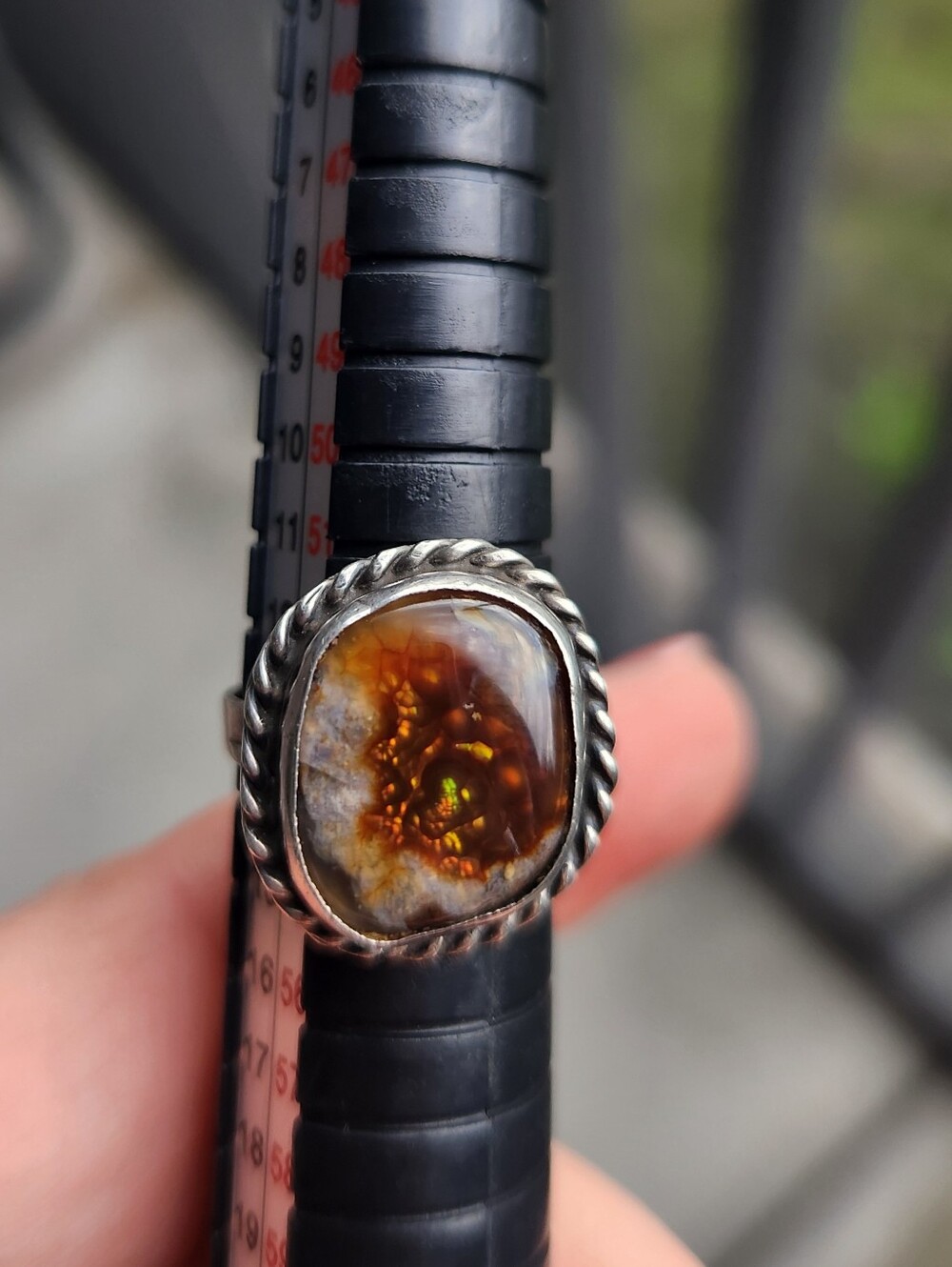 Handmade Sterling Silver 925 Native American Mexican Fire Agate Ring Size 6.5